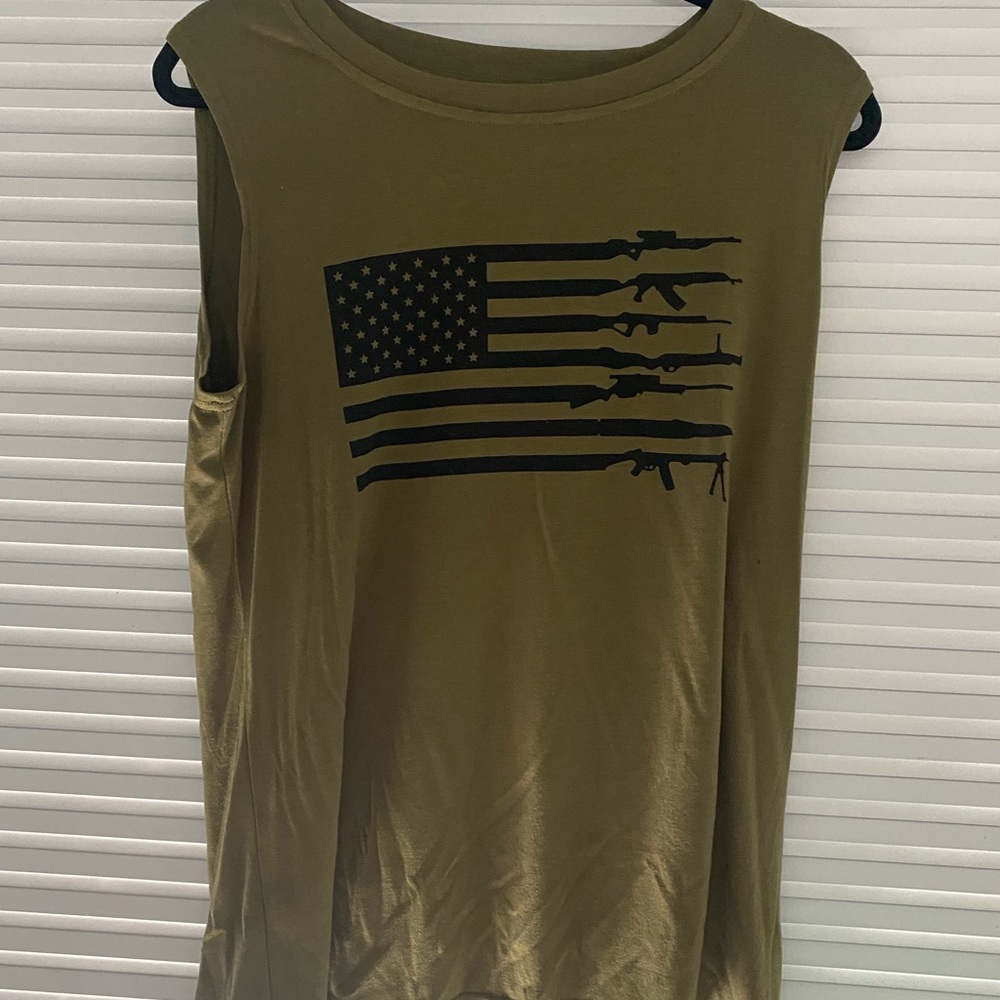 Cut off American flag gun shirt
